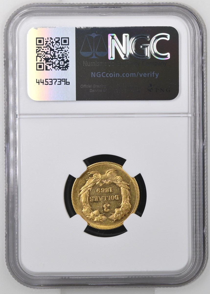 1869 $3 MS | Coin Explorer | NGC