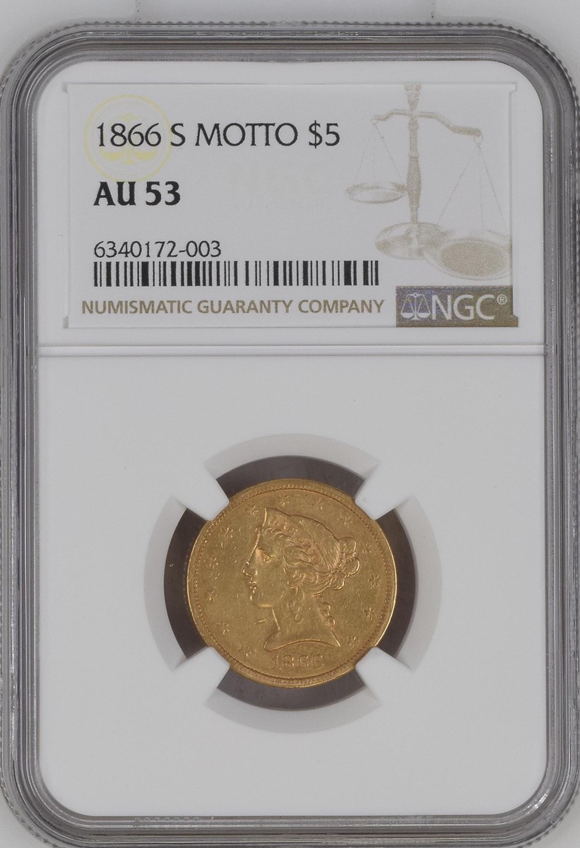 1866 S MOTTO $5 MS | Coin Explorer | NGC
