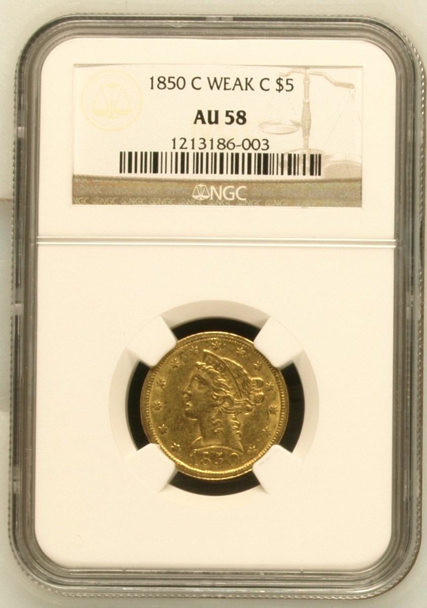 1850 C WEAK C $5 MS | Coin Explorer | NGC