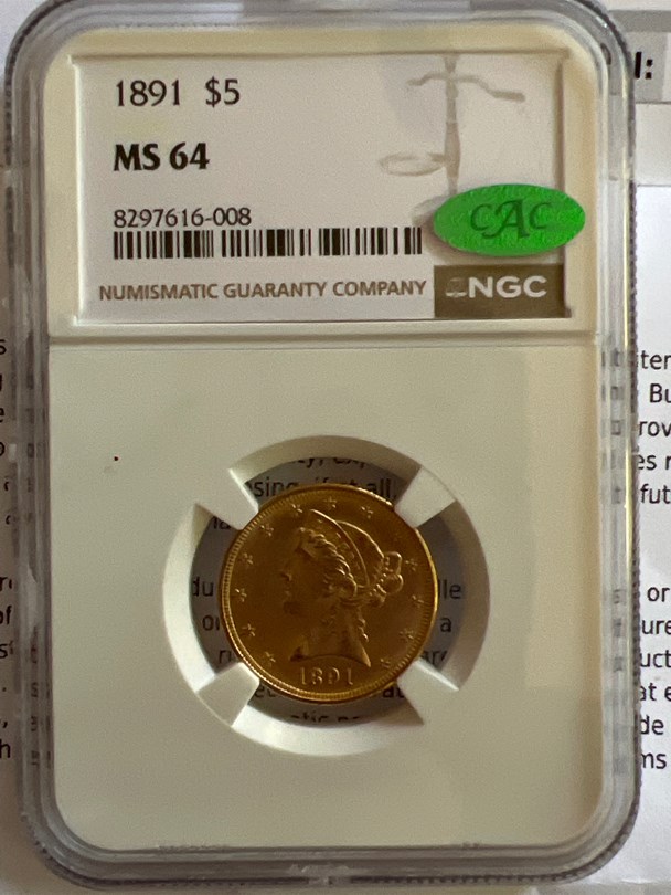 1891 $5 MS | Coin Explorer | NGC