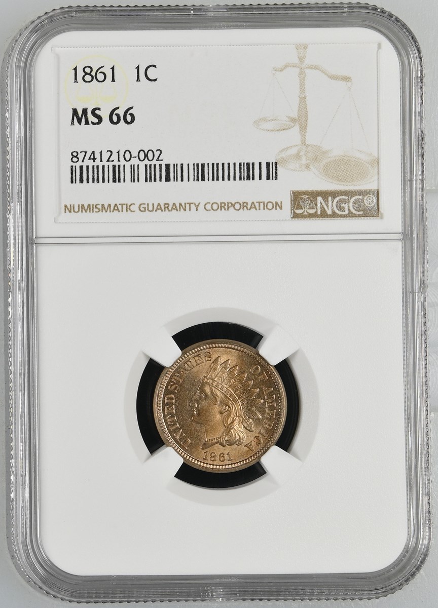 1861 N.S. 1/2C XF detail NGC 1861 1C MS | Coin Explorer | NGC