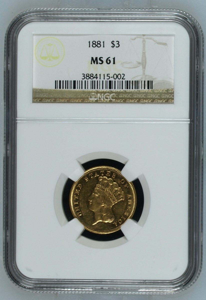 1881 $3 MS | Coin Explorer | NGC
