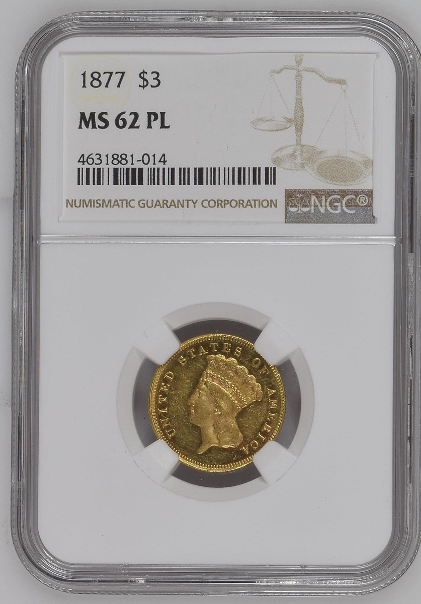 1877 $3 MS | Coin Explorer | NGC