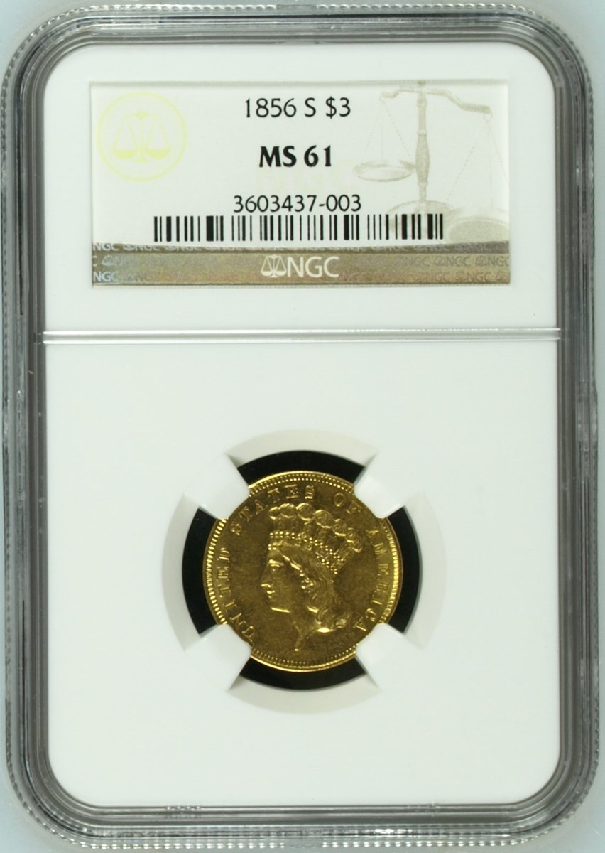 1856 S $3 MS | Coin Explorer | NGC