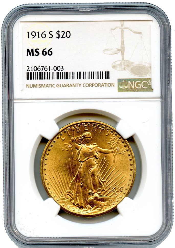 1916 S $20 MS | Coin Explorer | NGC