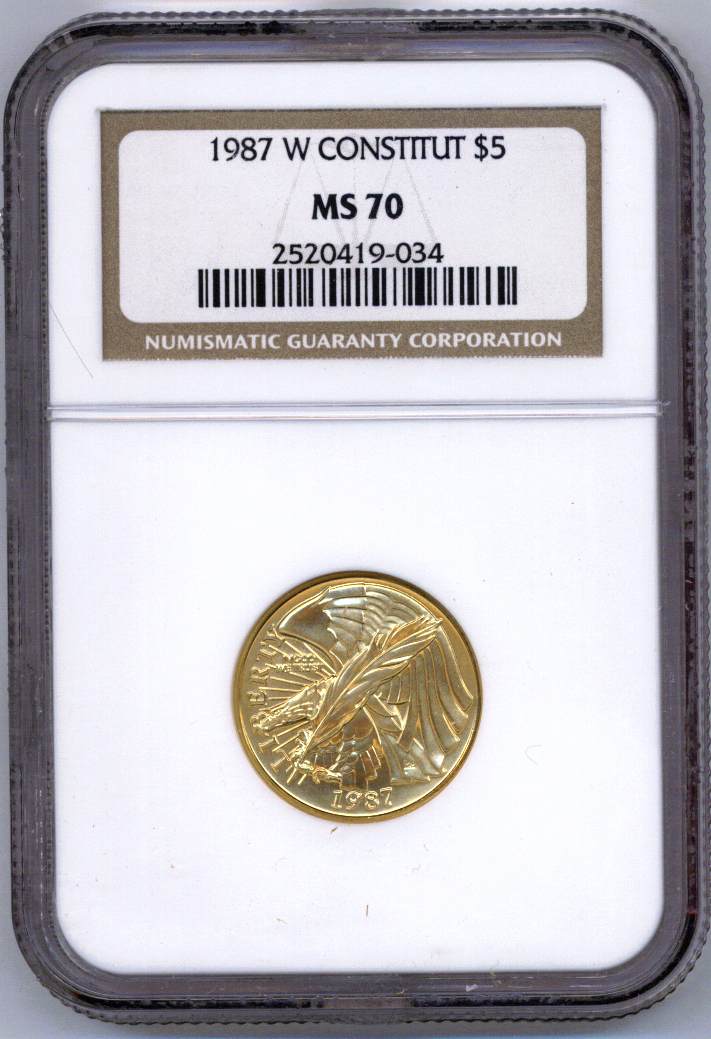 1987 W CONSTITUTION BICENTENNIAL $5 MS | Coin Explorer | NGC