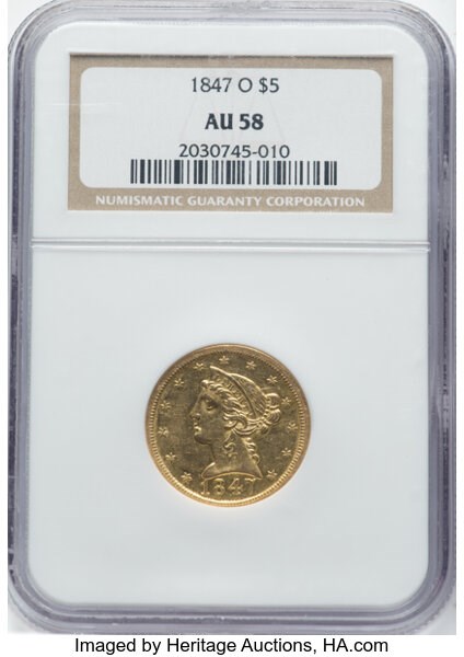 1847 O $5 MS | Coin Explorer | NGC