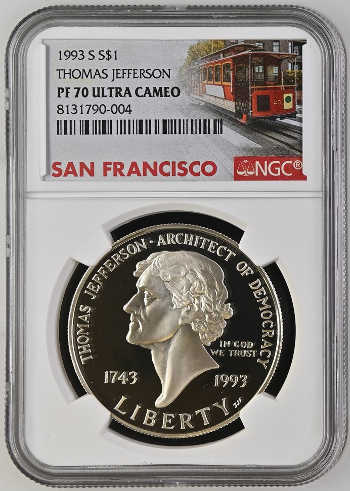 1993 S THOMAS JEFFERSON S$1 PF | Coin Explorer | NGC