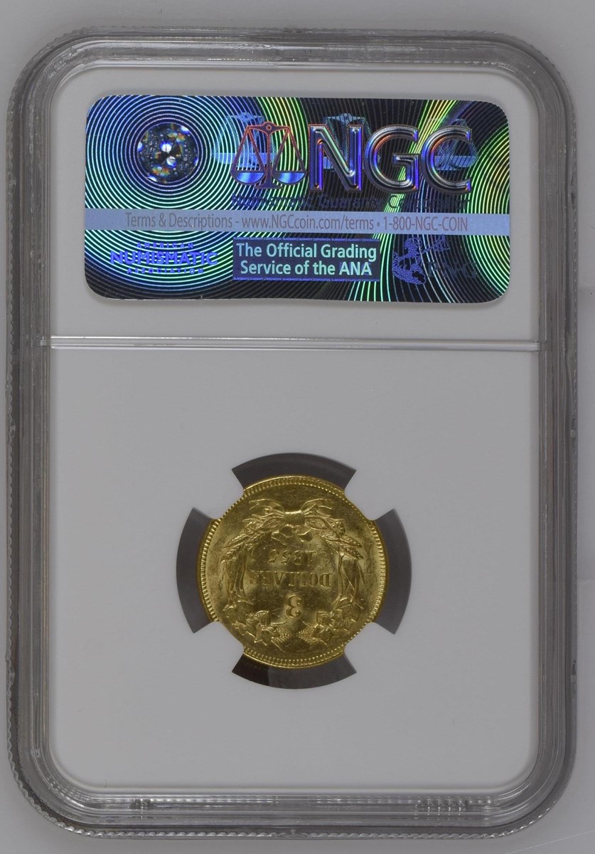 1855 $3 MS | Coin Explorer | NGC