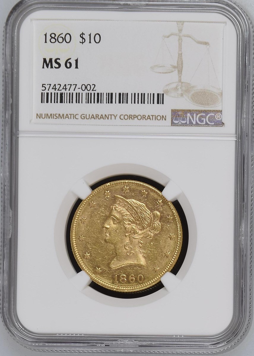 1860 $10 MS | Coin Explorer | NGC
