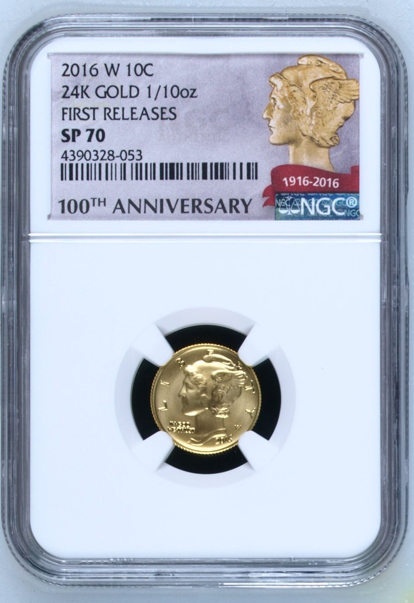 超レア！ 2016年 24金 ダイム金貨 1/10オンス モイ サイン入り 2016 W 24K GOLD 1/10oz 10C SP | Coin Explorer | NGC