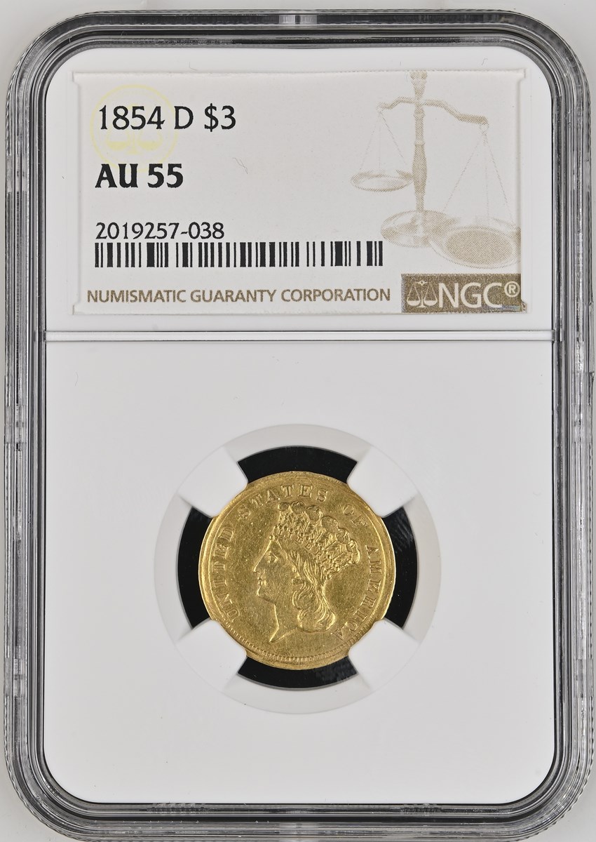 1854 D $3 MS | Coin Explorer | NGC