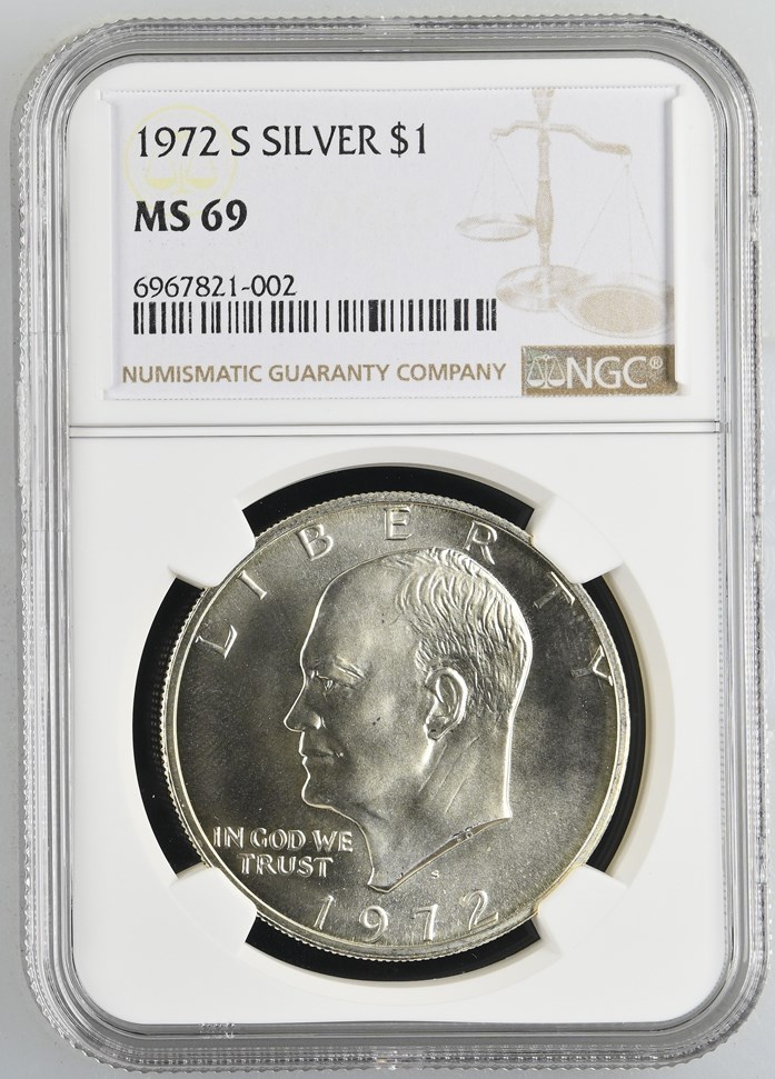 アメリカ 1972-S プルーフ 1Dollar 銀貨 1972 S SILVER $1 PF | Coin Explorer | NGC