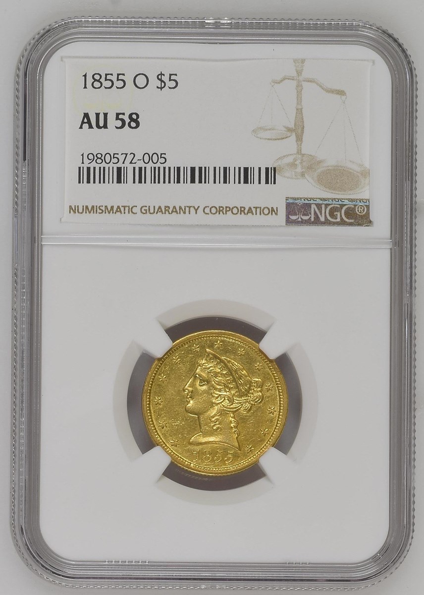 1855 O $5 MS | Coin Explorer | NGC