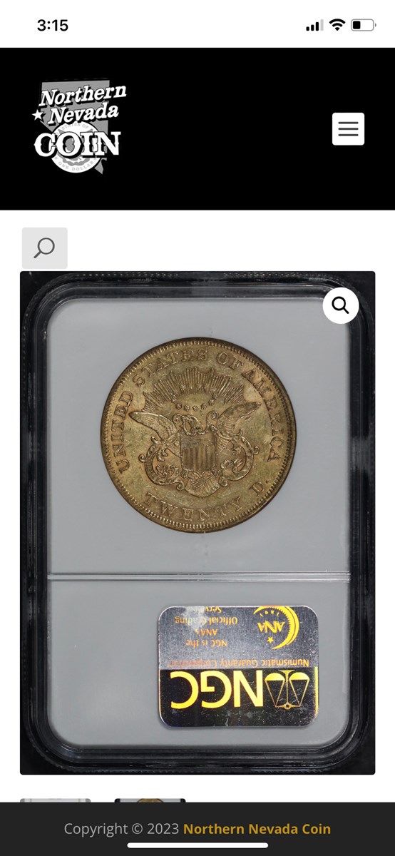 1858 $20 MS | Coin Explorer | NGC