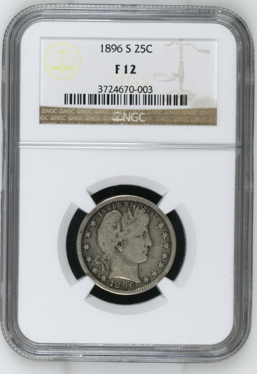 アメリカ バーバークォーター 1896S B*k様 大特年 発行数18.8万枚 PCGS