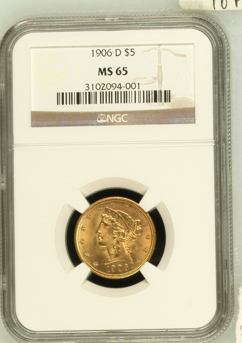 1906 D $5 MS | Coin Explorer | NGC