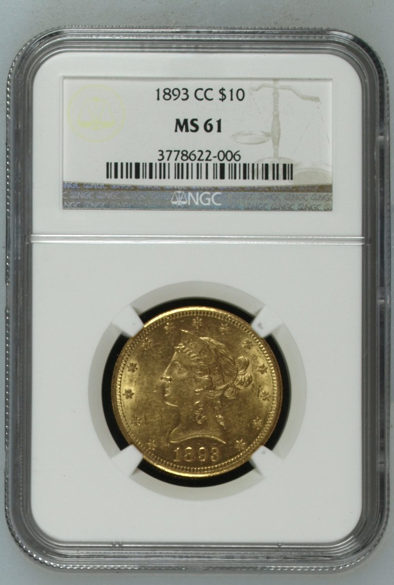 1893 CC $10 MS | Coin Explorer | NGC