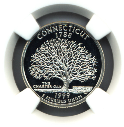 1999 S SILVER CONNECTICUT 25C PF | Coin Explorer | NGC