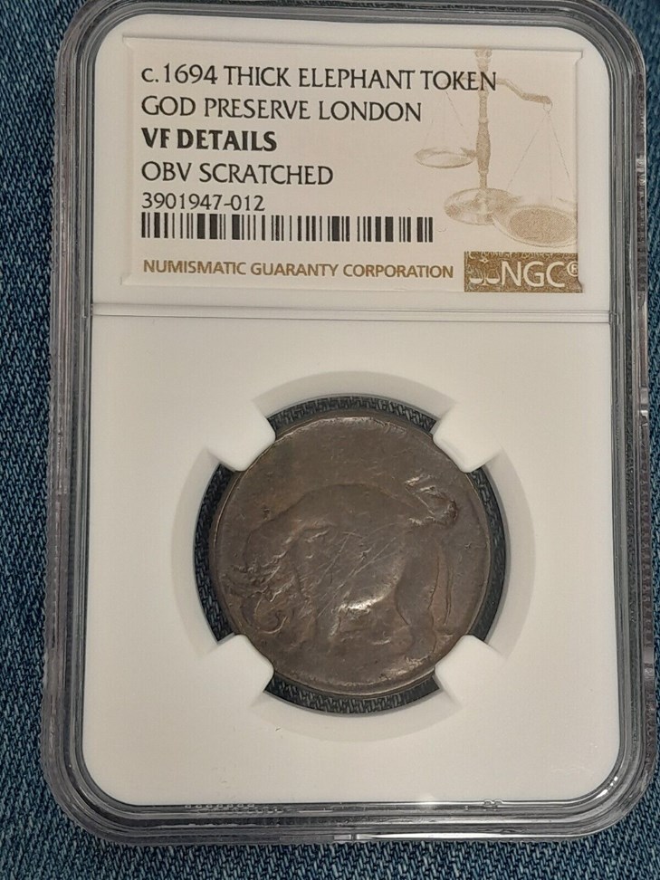 c.1694 THICK ELEPHANT GOD PRESERVE LONDON TOKEN MS | Coin Explorer