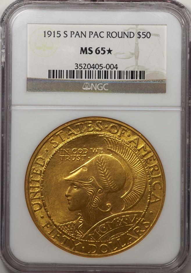 1915 S ROUND PANAMA-PACIFIC $50 MS | Coin Explorer | NGC