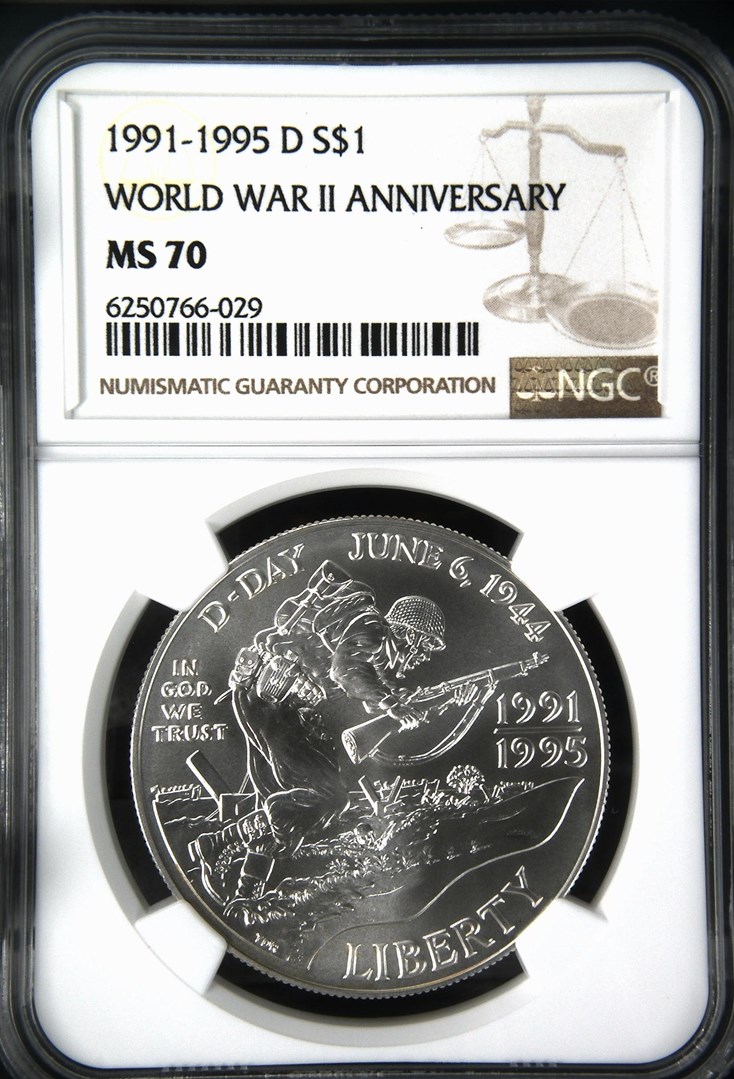 1991-1995 D WORLD WAR II ANNIVERSARY S$1 MS | Coin Explorer | NGC