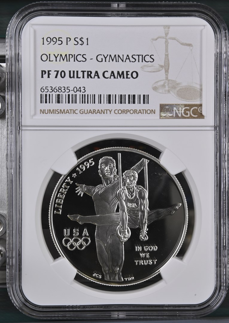 1995 P OLYMPICS - GYMNASTICS S$1 PF | Coin Explorer | NGC