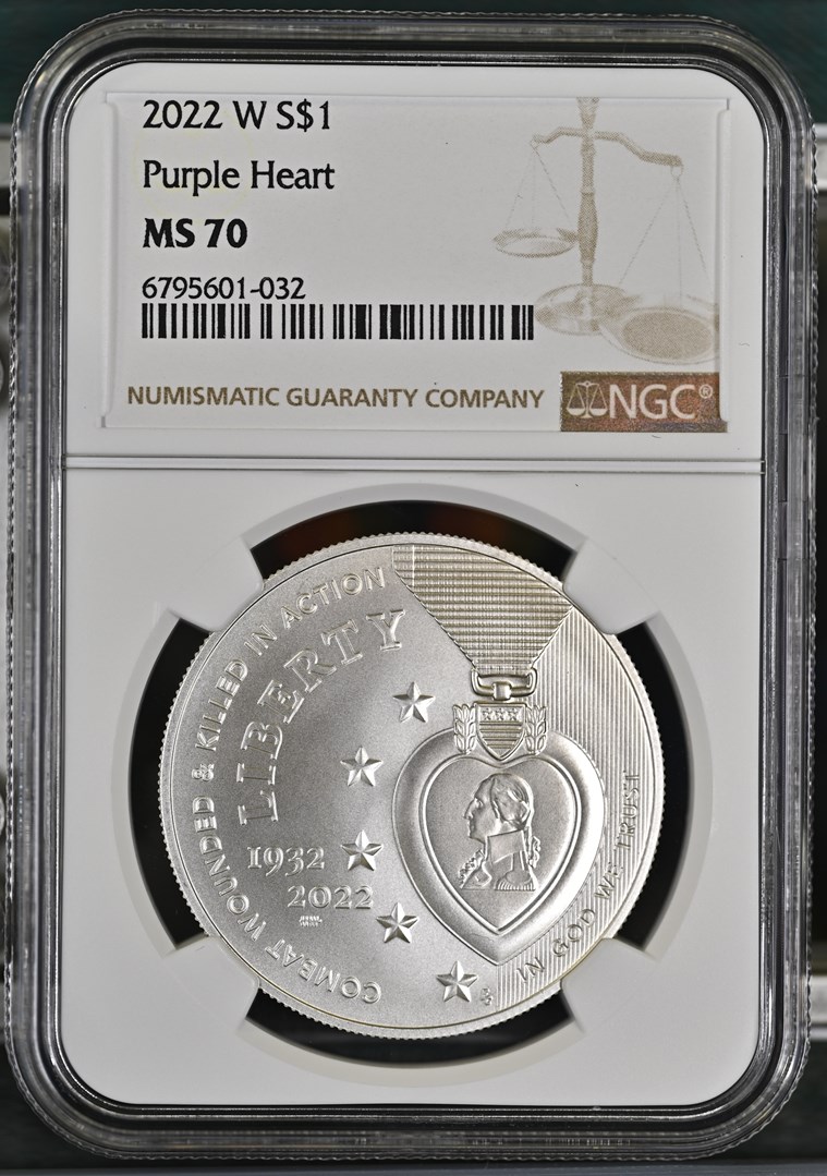 2022 W Purple Heart S$1 MS | Coin Explorer | NGC