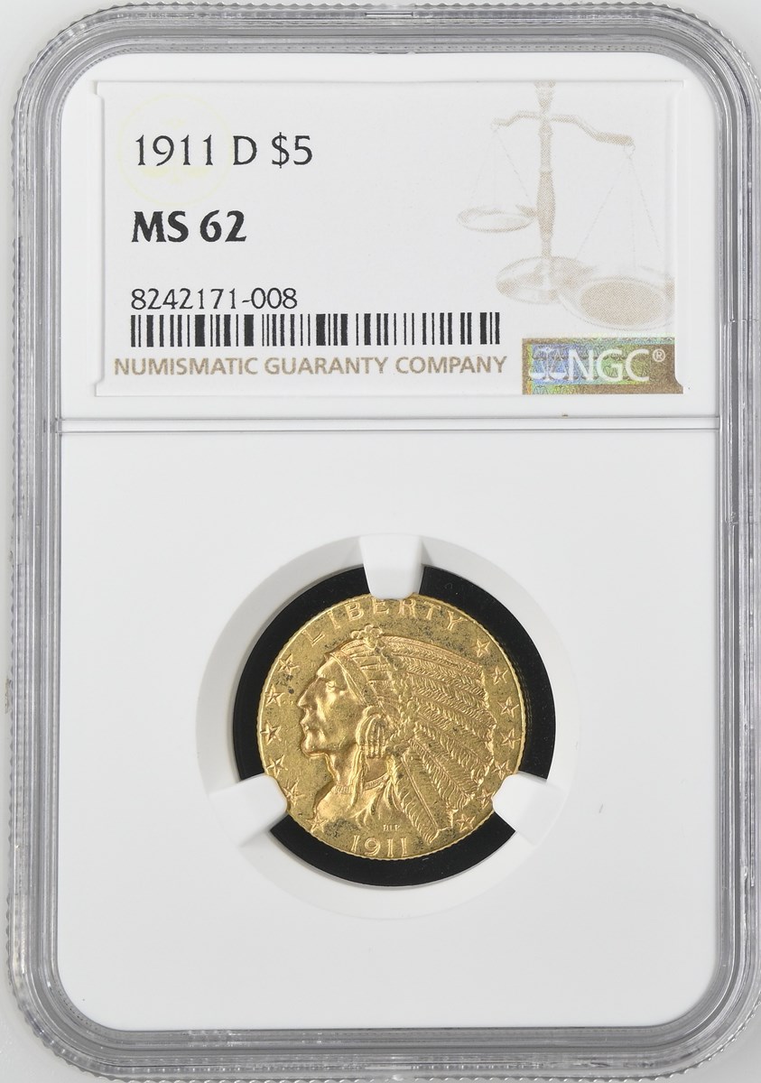1911 D $5 MS | Coin Explorer | NGC