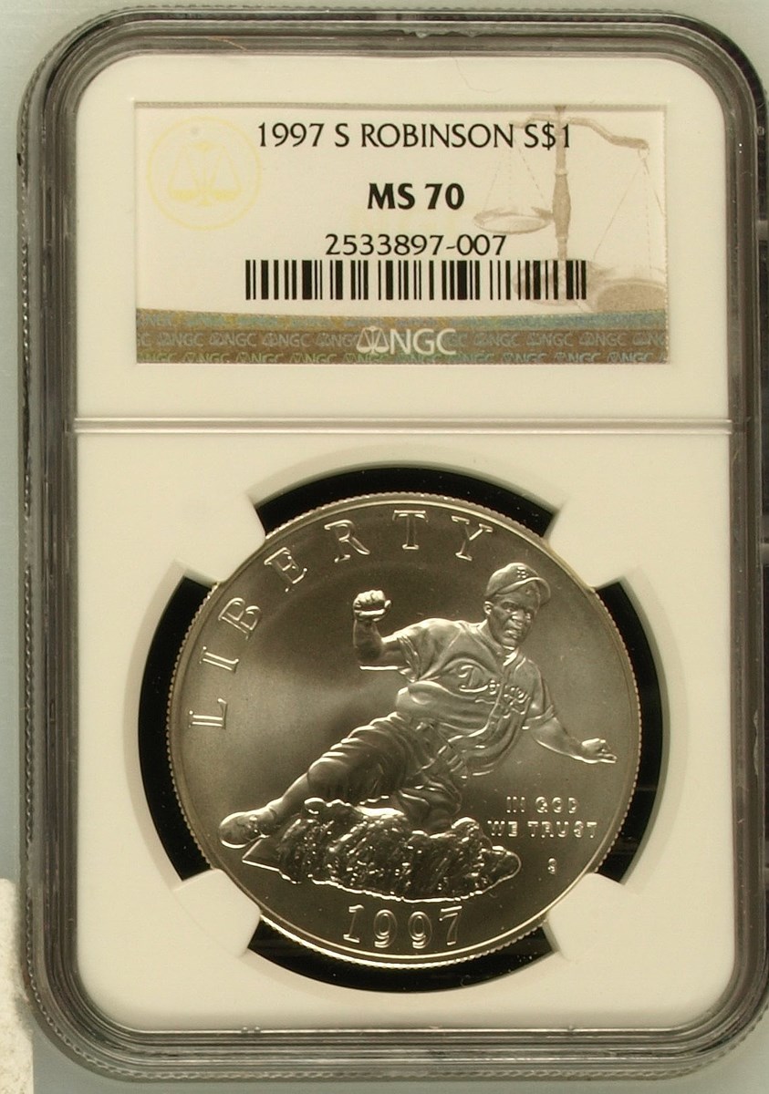 1997 S JACKIE ROBINSON S$1 MS | Coin Explorer | NGC