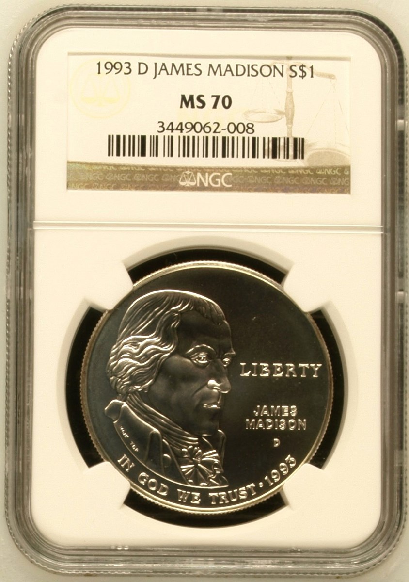 1993 D JAMES MADISON S$1 MS | Coin Explorer | NGC