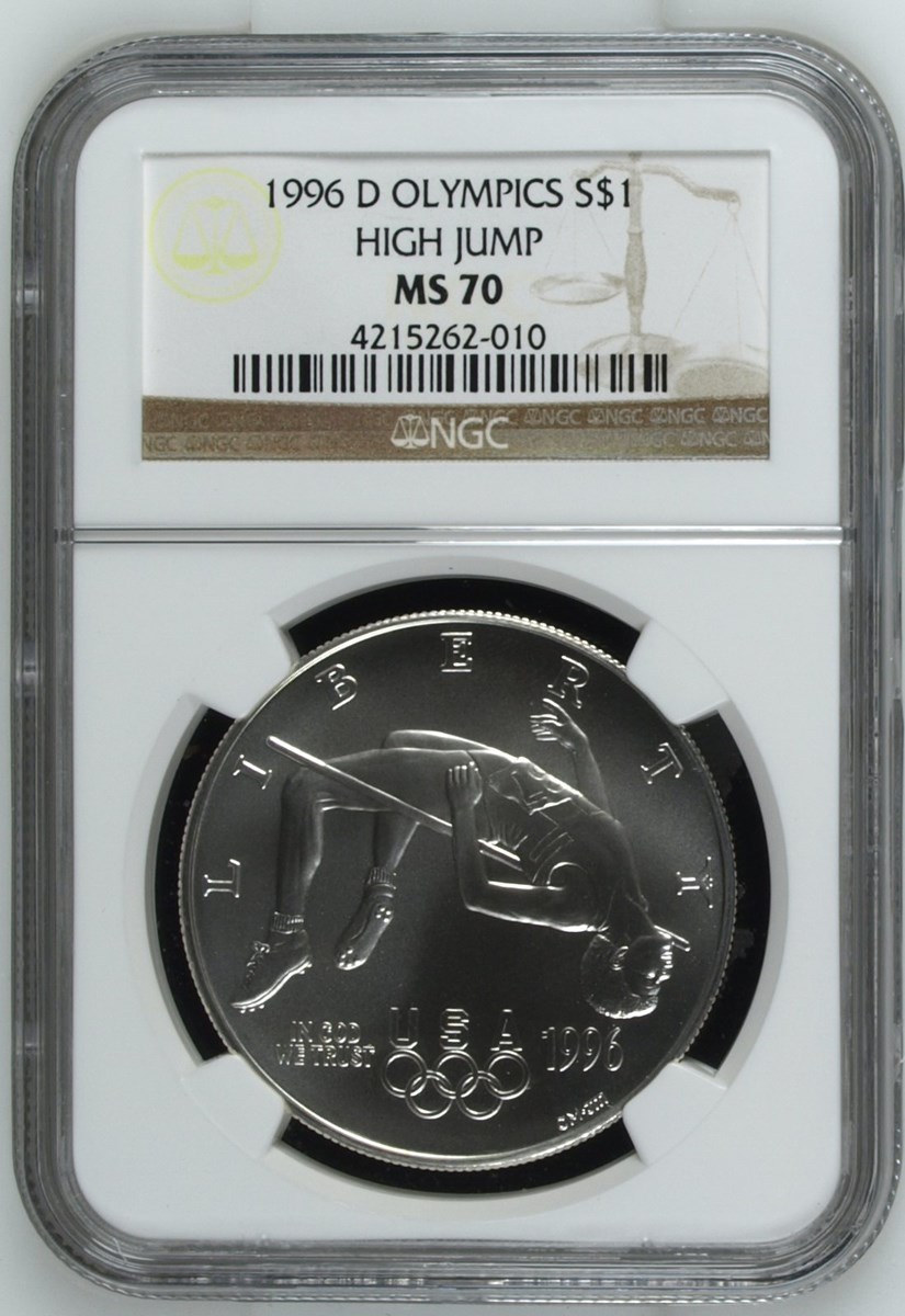 1996 D OLYMPICS - HIGH JUMP S$1 MS | Coin Explorer | NGC
