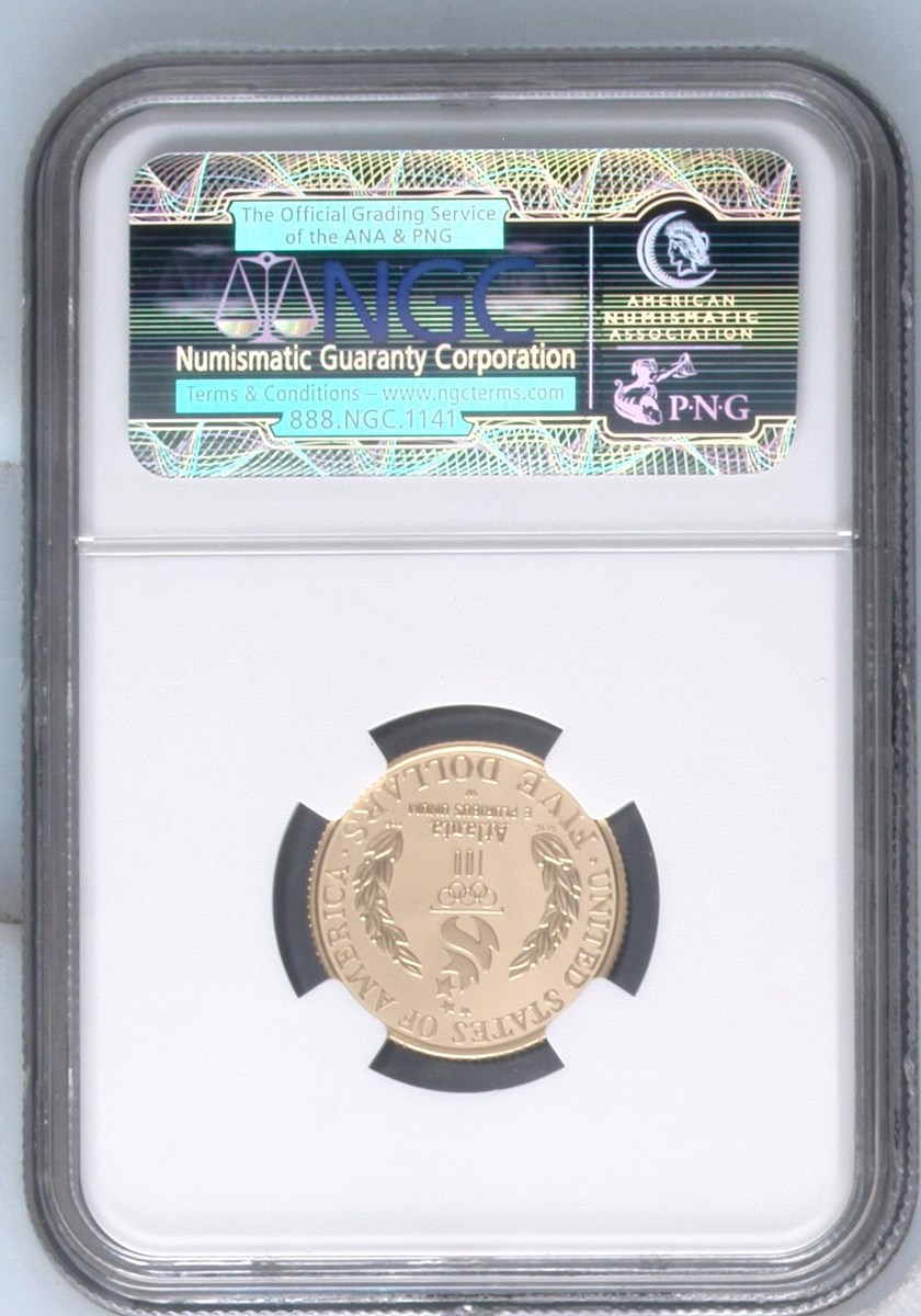 1996 W OLYMPICS - FLAG BEARER $5 PF | Coin Explorer | NGC
