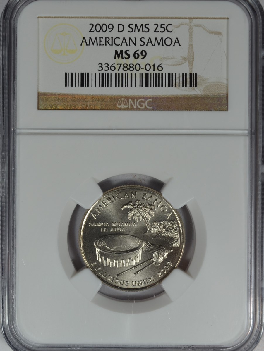 2009 D SMS AMERICAN SAMOA 25C MS | Coin Explorer | NGC
