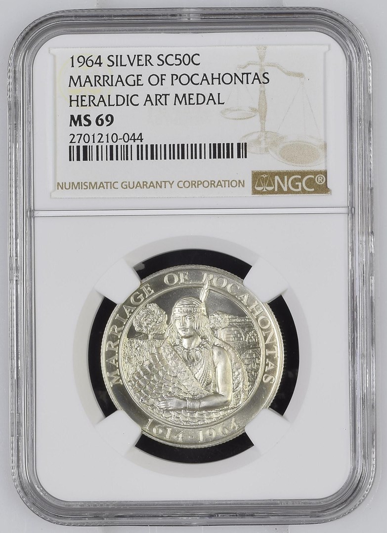 1964 SILVER MARRIAGE OF POCAHONTAS SC50C MS | Coin Explorer | NGC