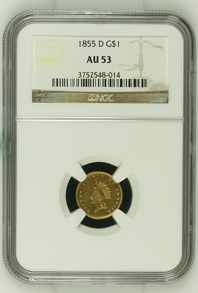 1855 D G$1 MS | Coin Explorer | NGC