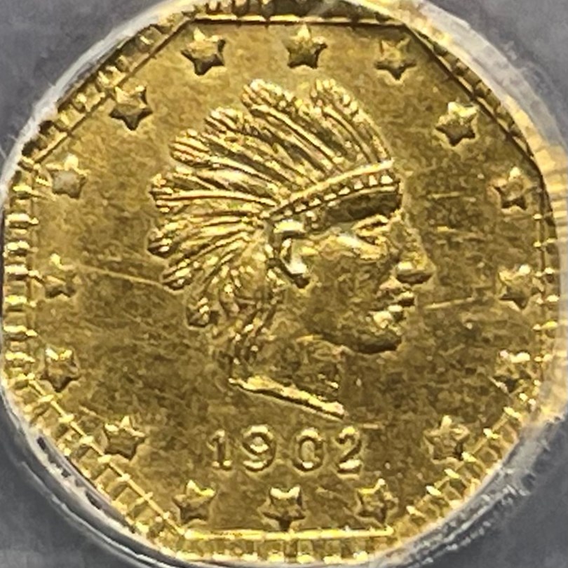 1902-DATED ALASKA HEAD RIGHT, OCTAG, PINCH 1/4P MS | Coin Explorer
