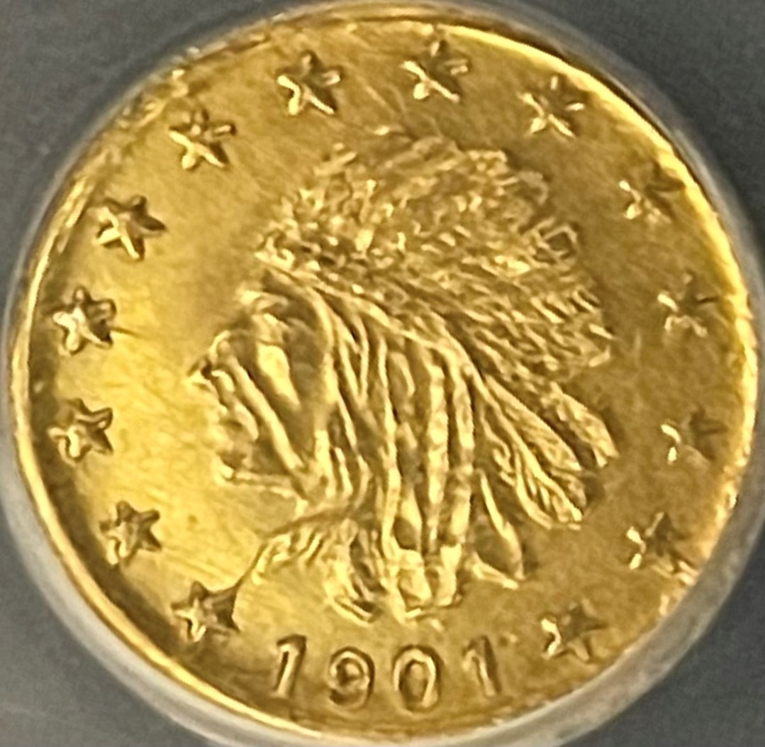 1901-DATED ALASKA HEAD LEFT, ROUND, PINCH 1/4P MS | Coin Explorer