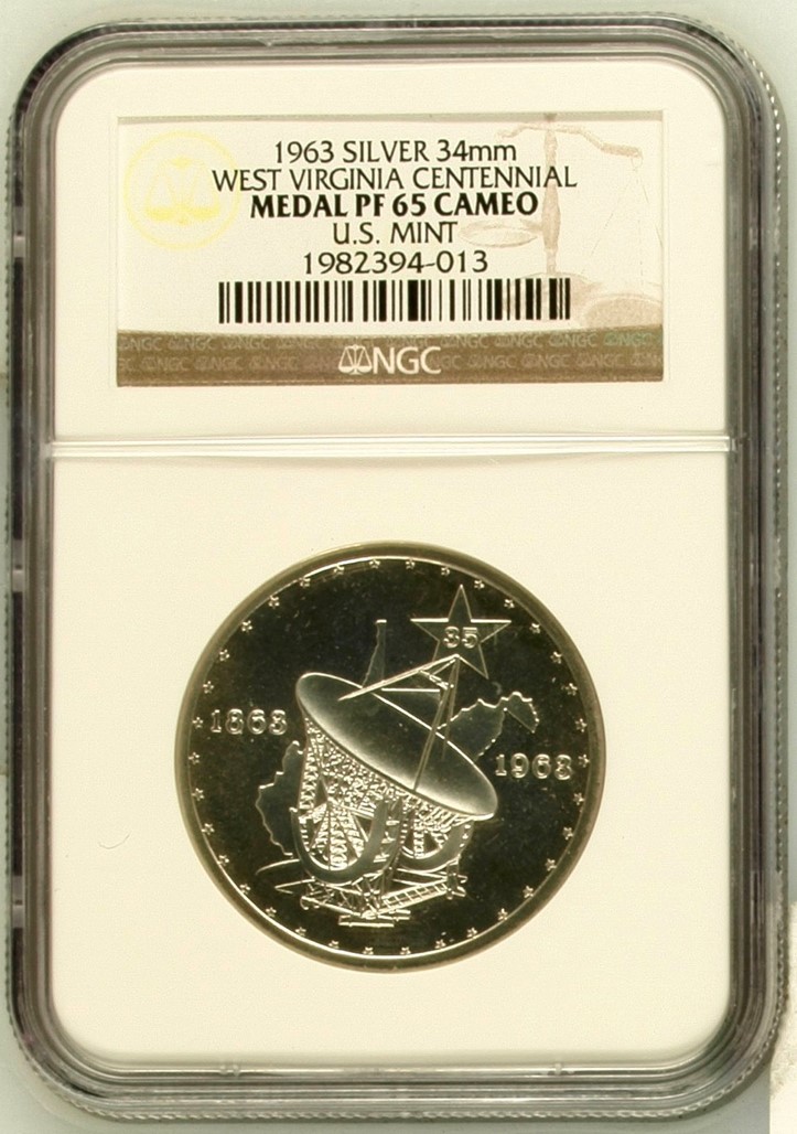 ケンタッキー州　200周年記念　金メッキ銀メダル　slv999　純銀　アメリカ West Virginia Centennial Silver Coin Details - Small U.S. Mint Medals
