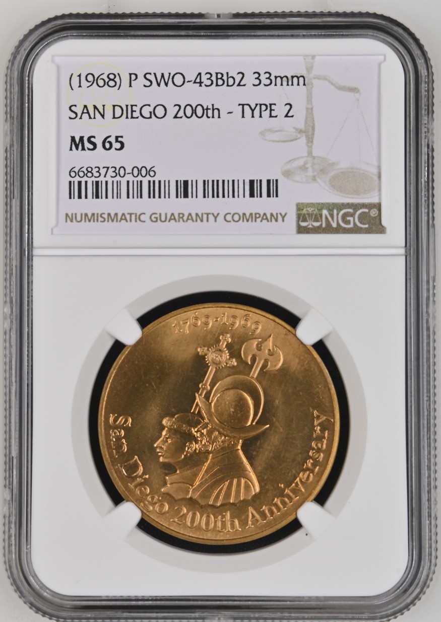 San Diego 200th Anniversary type 2 Bronze Coin Details - Small