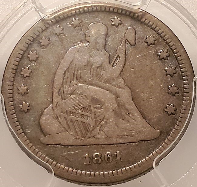 F12 #1: 1861 Type 2 Obverse & Type 1 Reverse Coin Details