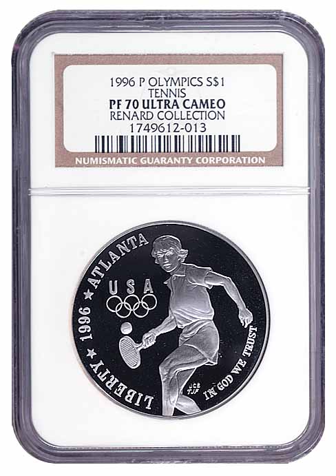 1996 P OLYMPICS - TENNIS S$1 PF | Coin Explorer | NGC