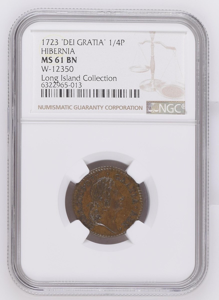 1723 'DEI GRATIA' HIBERNIA S-6604 1/4P MS | Coin Explorer | NGC