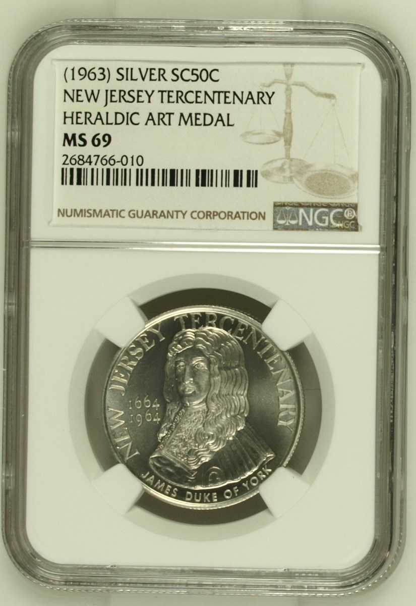 1963) SILVER NEW JERSEY TERCENTENARY SC50C MS | Coin Explorer | NGC