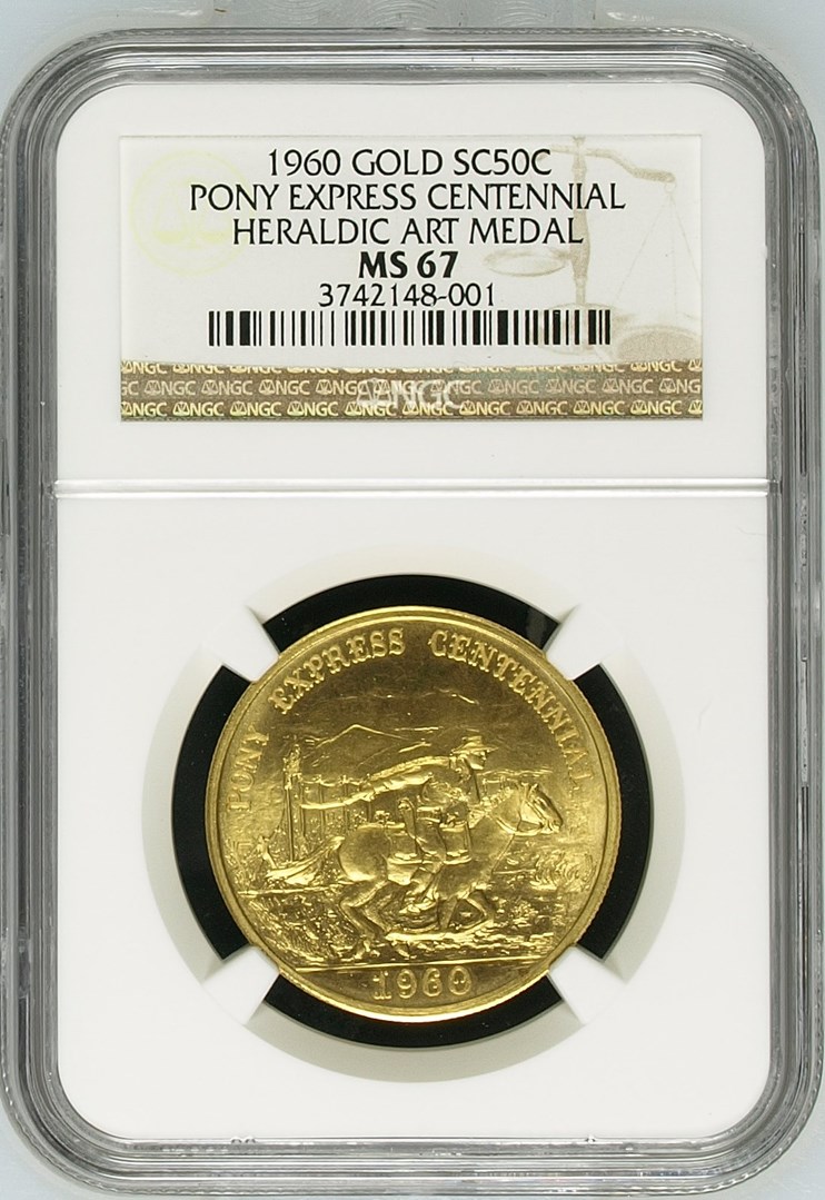 1960 GOLD PONY EXPRESS CENTENNIAL SC50C MS | Coin Explorer | NGC