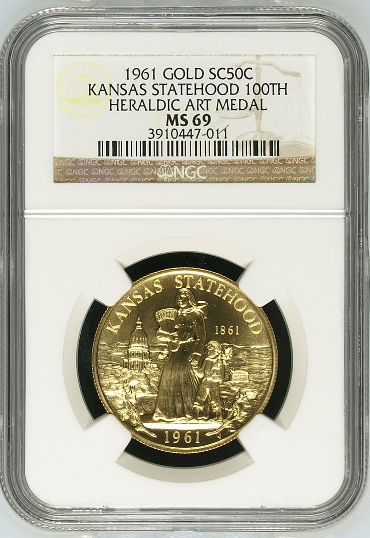 1961 GOLD KANSAS STATEHOOD 100th SC50C MS | Coin Explorer | NGC
