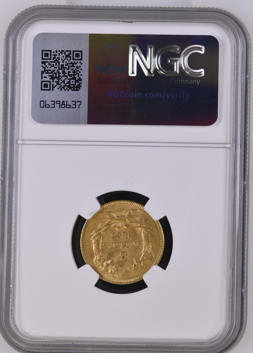 1855 $3 MS | Coin Explorer | NGC