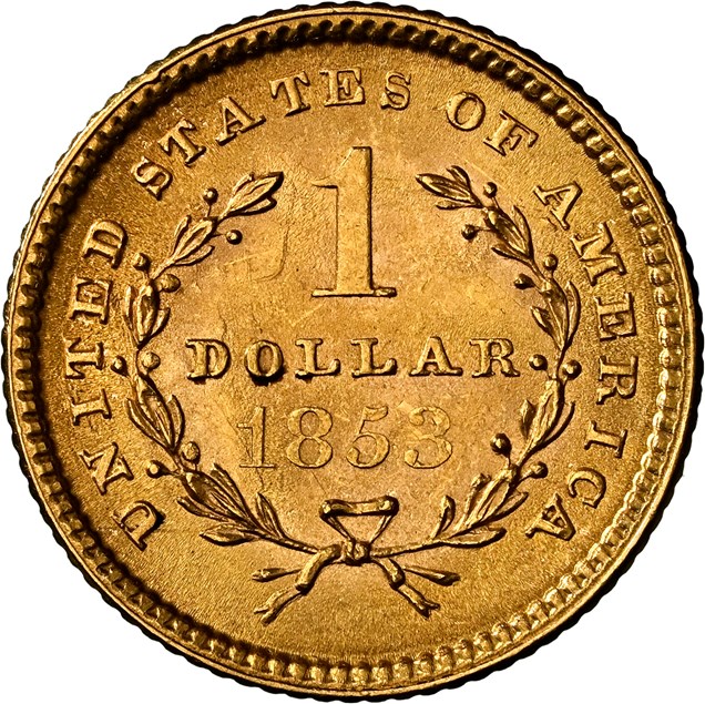 1853 G$1 MS | Coin Explorer | NGC