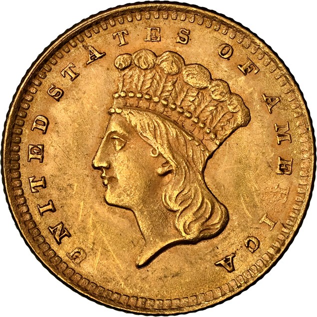 1856 UPRIGHT 5 G$1 MS | Coin Explorer | NGC