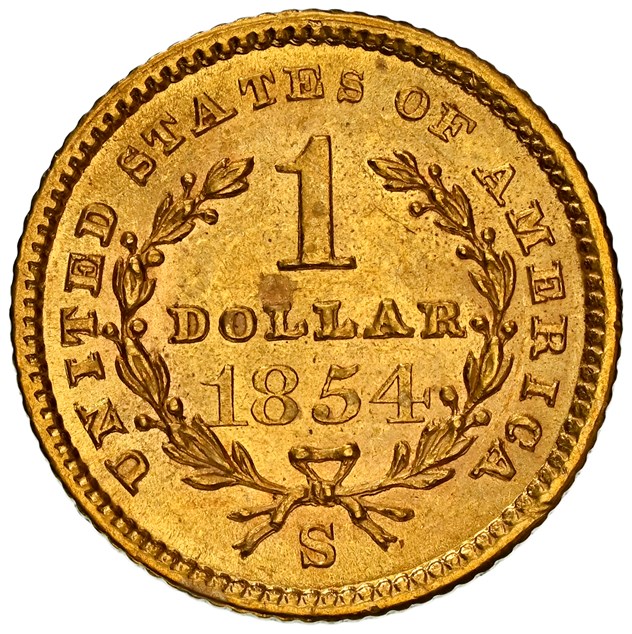 1854 S G$1 MS | Coin Explorer | NGC